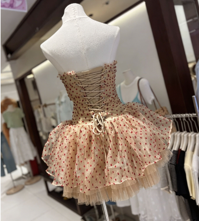 Sweet Homecoming Dress Strapless Tulle Back to School Outfits Party Dress D6560