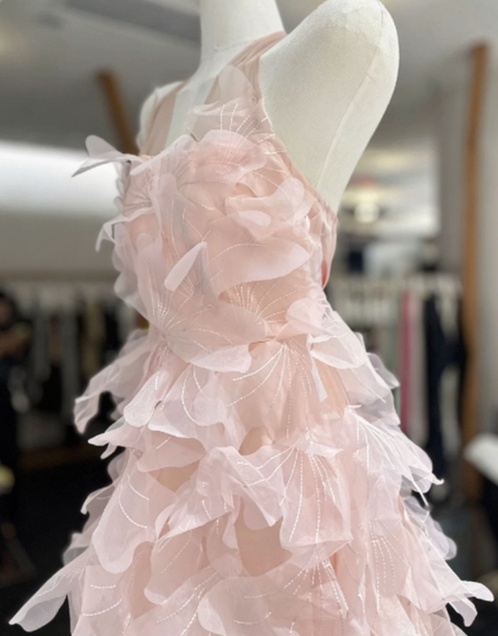 Beauty Homecoming Dress Spaghetti Strap Flower Back to School Outfits Party Dress D6569