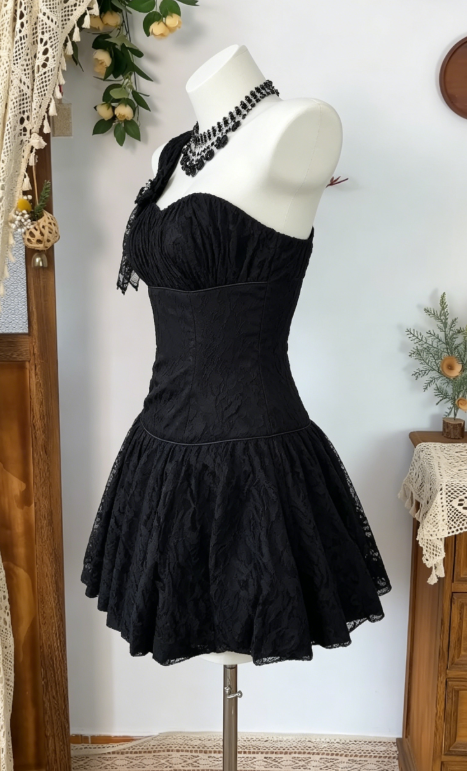 Charming Homecoming Dress One Shoulder Flower Back to School Outfits Party Dress D6595