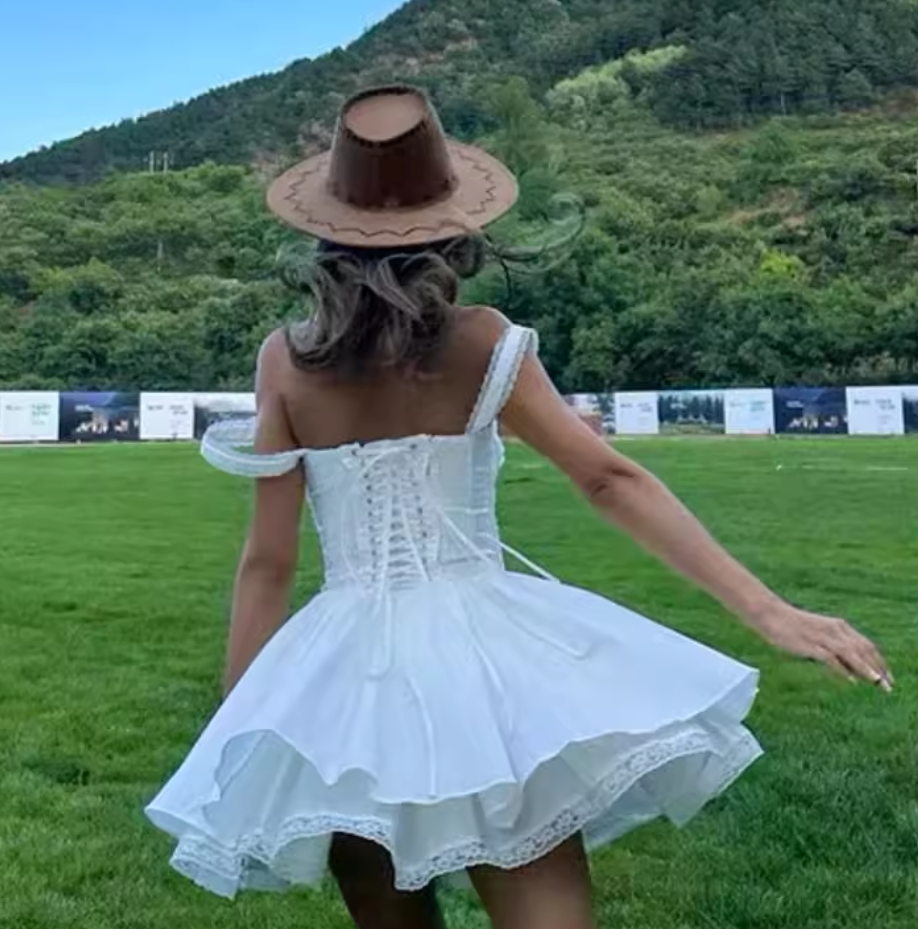 Vintage Sweetheart Ruffled Hem Design Summer Party Dress Homecoming Dress, D1440