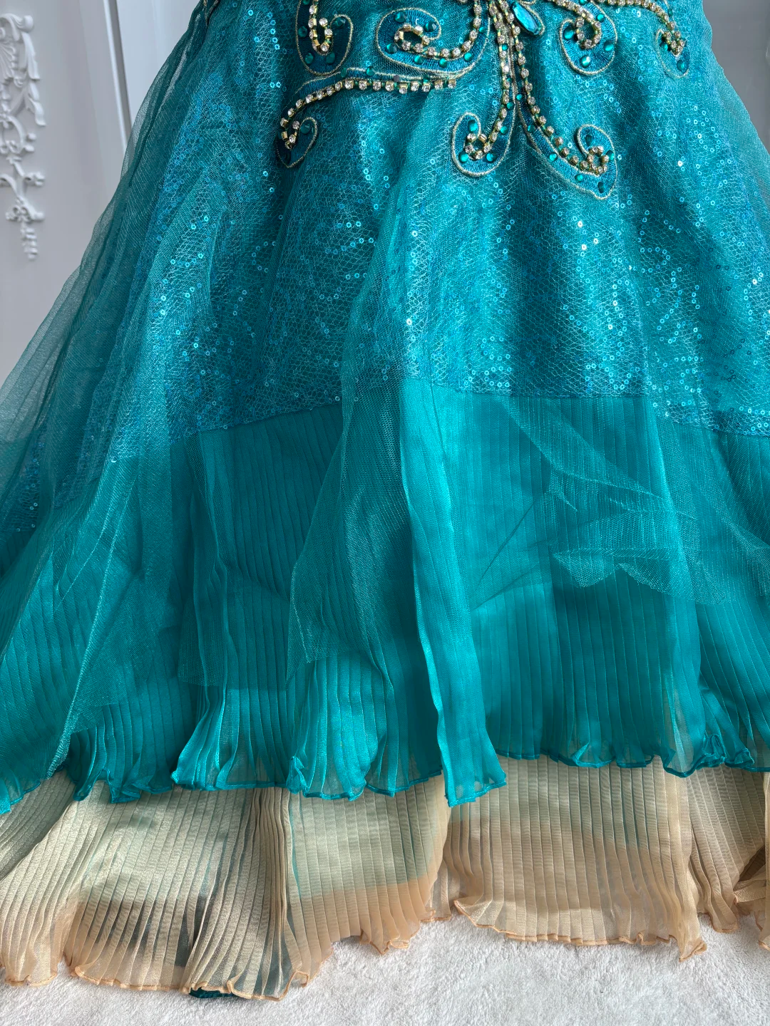 Vintage Blue Mermaid One Shoulder Beaded Tulle Prom Dress Sweet 16 Dress SH5792