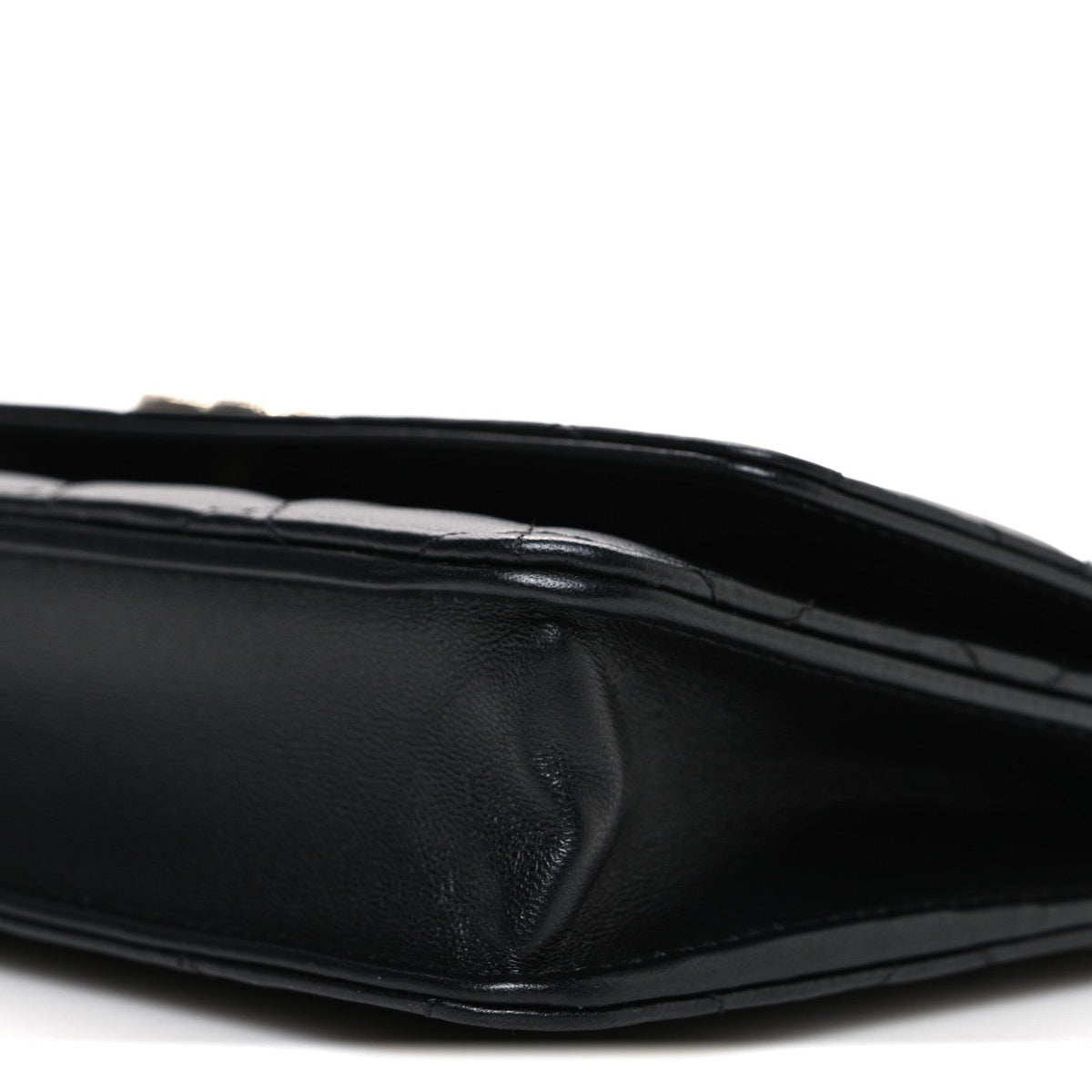 Lambskin Pearl Strass Quilted CC Wallet on Chain WOC Black