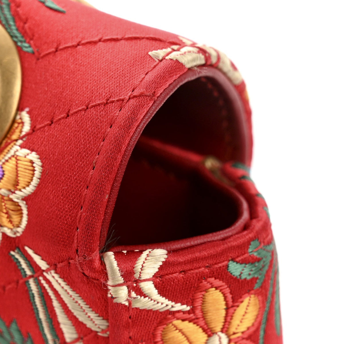 Jacquard Matelasse Floral Medium GG Marmont Shoulder Bag Red