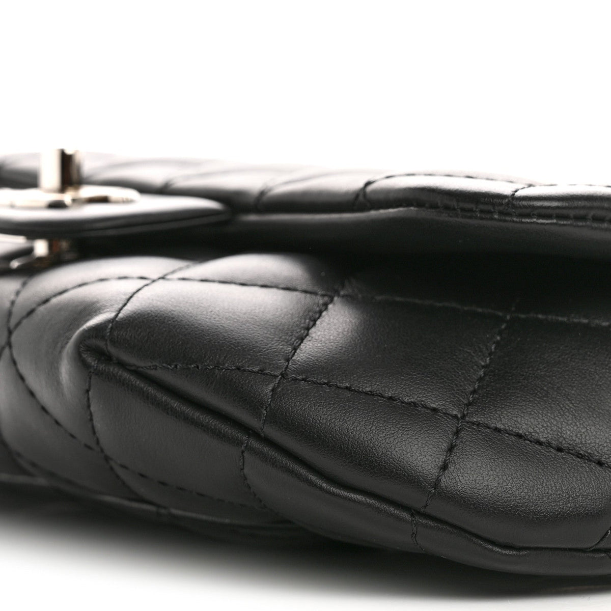 Calfskin Quilted CC Uniform Flap Belt Bag Black