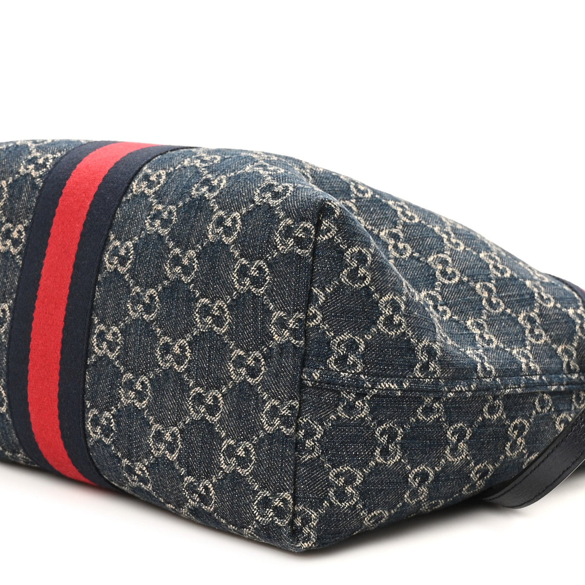 Denim GG Monogram Web Small Giglio Tote Blue White