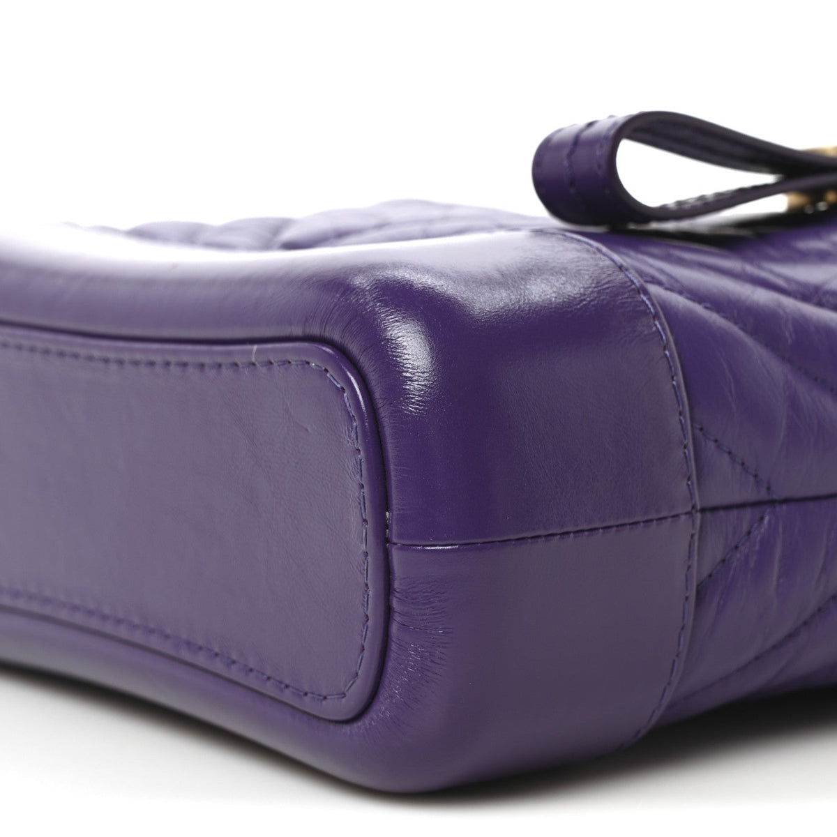 Aged Calfskin Chevron Quilted Small Gabrielle Hobo Purple