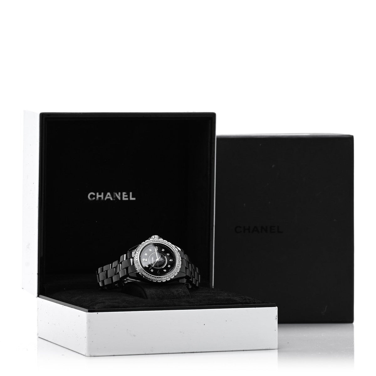 Stainless Steel Ceramic Diamond Bezel 33mm J12 Quartz Watch Black
