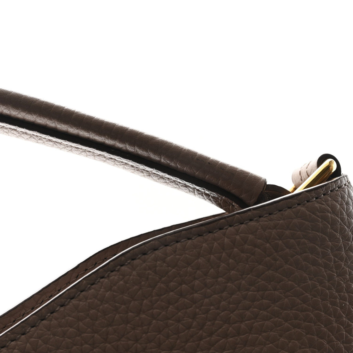 Pebbled Calfskin Small Alix Padlock Zip Hobo Bag Beige