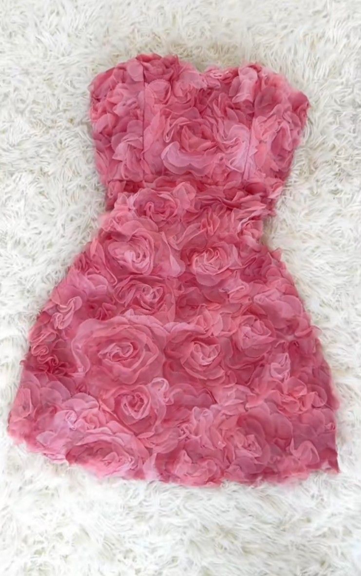 Sweety Pink A Line Strapless Floral Tulle Short Homecoming Dress Outfits SH5801