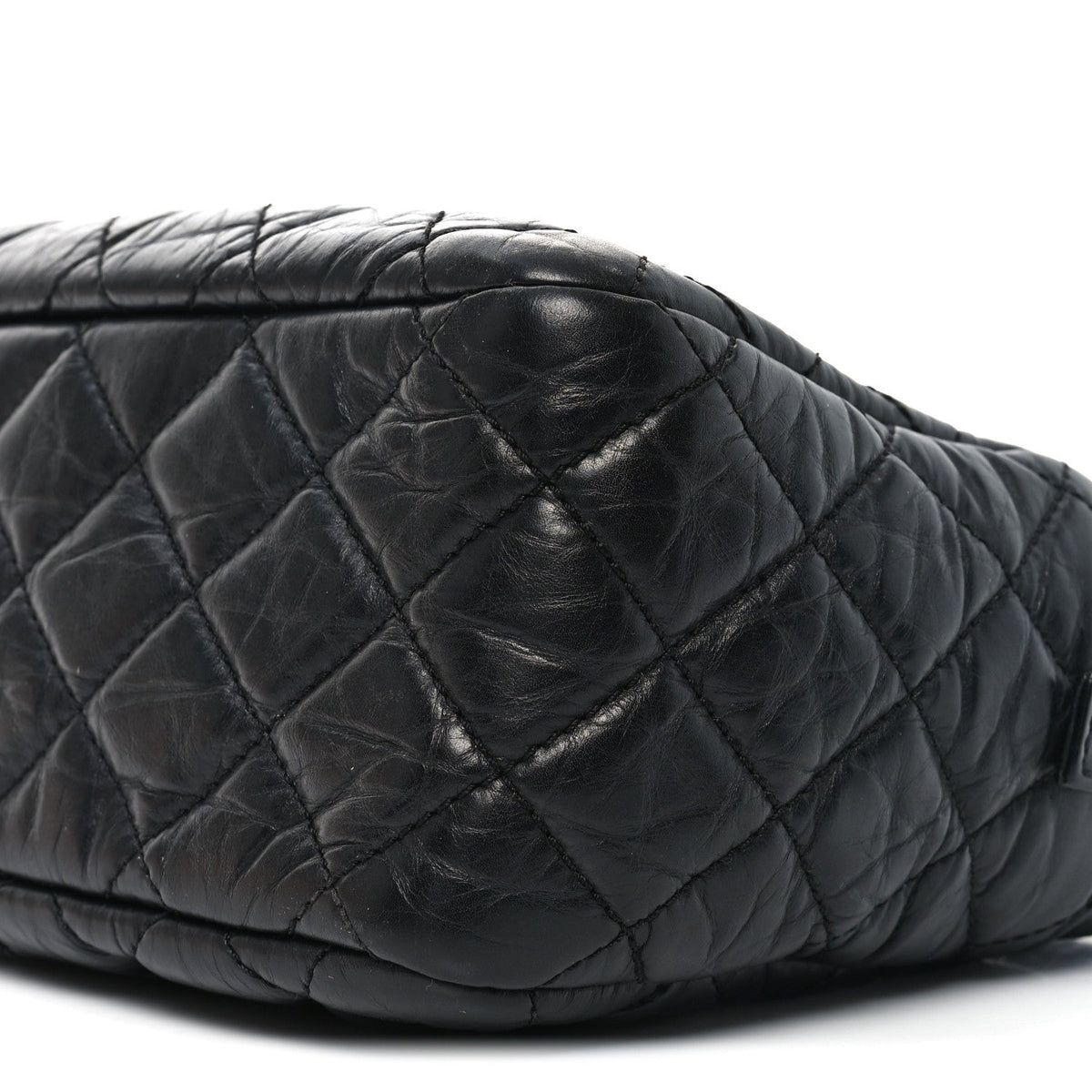 Aged Calfskin Quilted Medium Reissue Camera Case Black