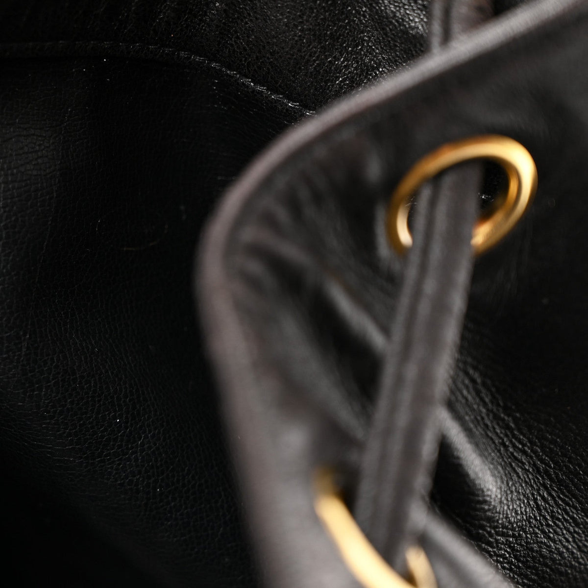 Lambskin CC Drawstring Backpack Black