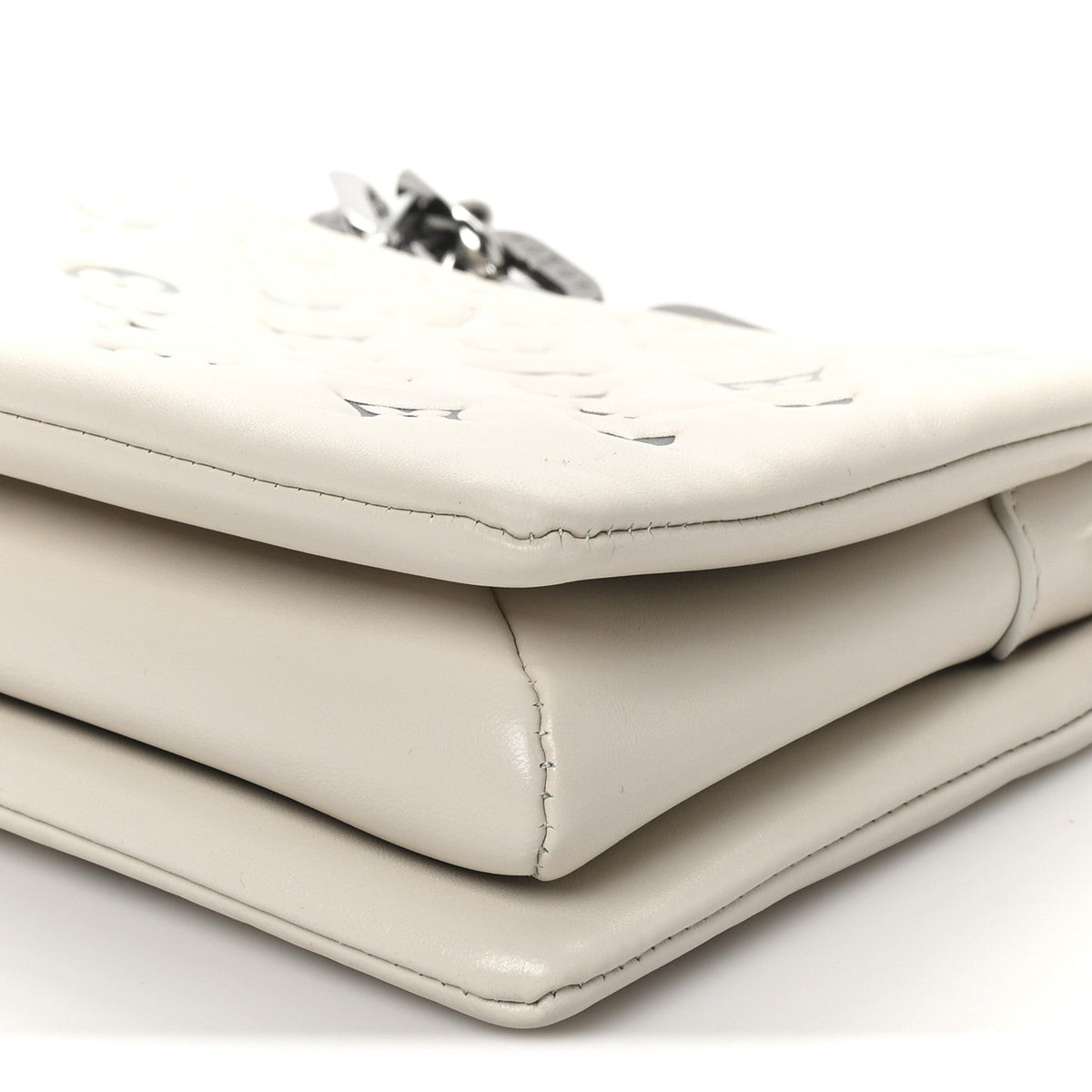 Lambskin Embossed Monogram Coussin PM Cream Grey