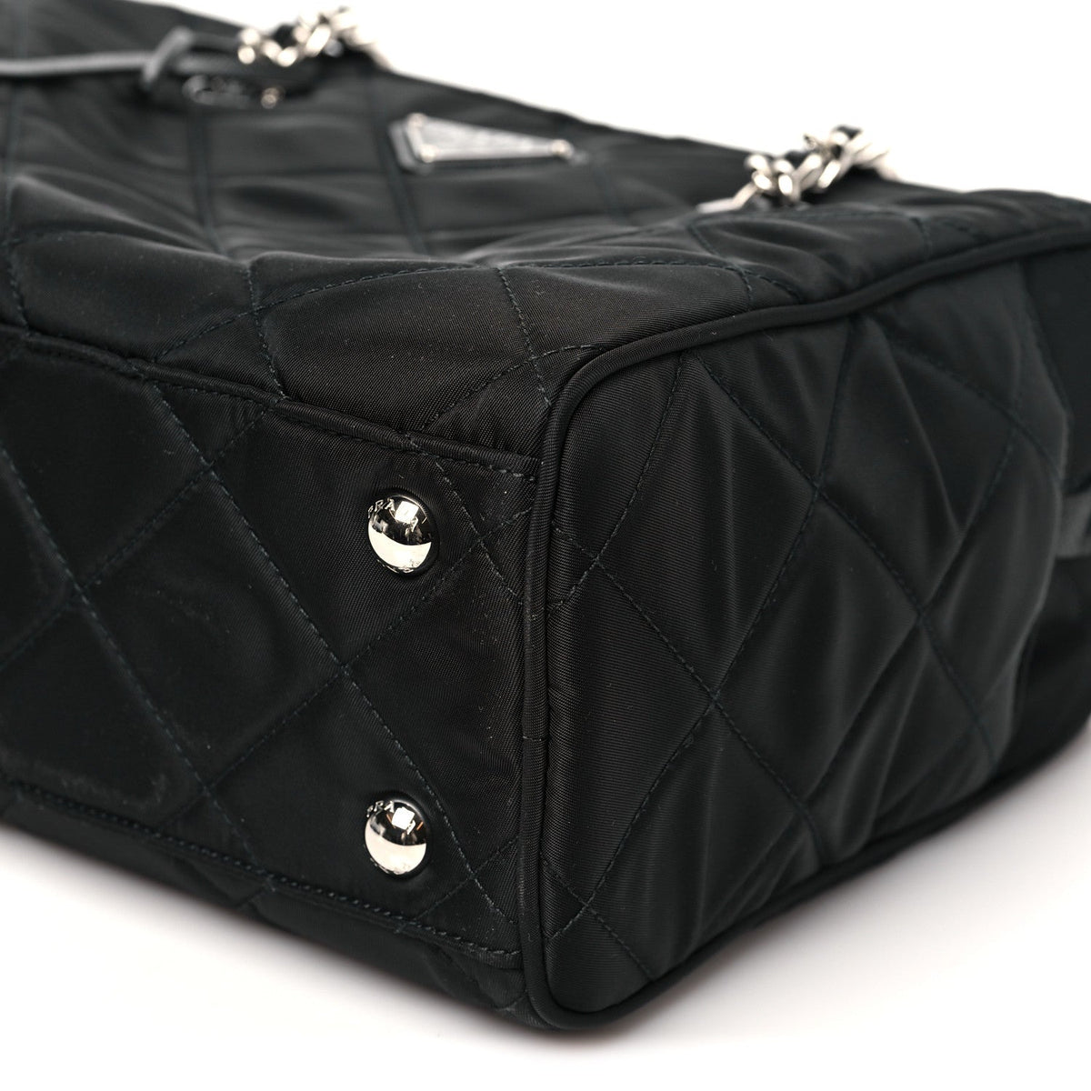 Nylon Tessuto Impuntu Quilted Shoulder Bag Black