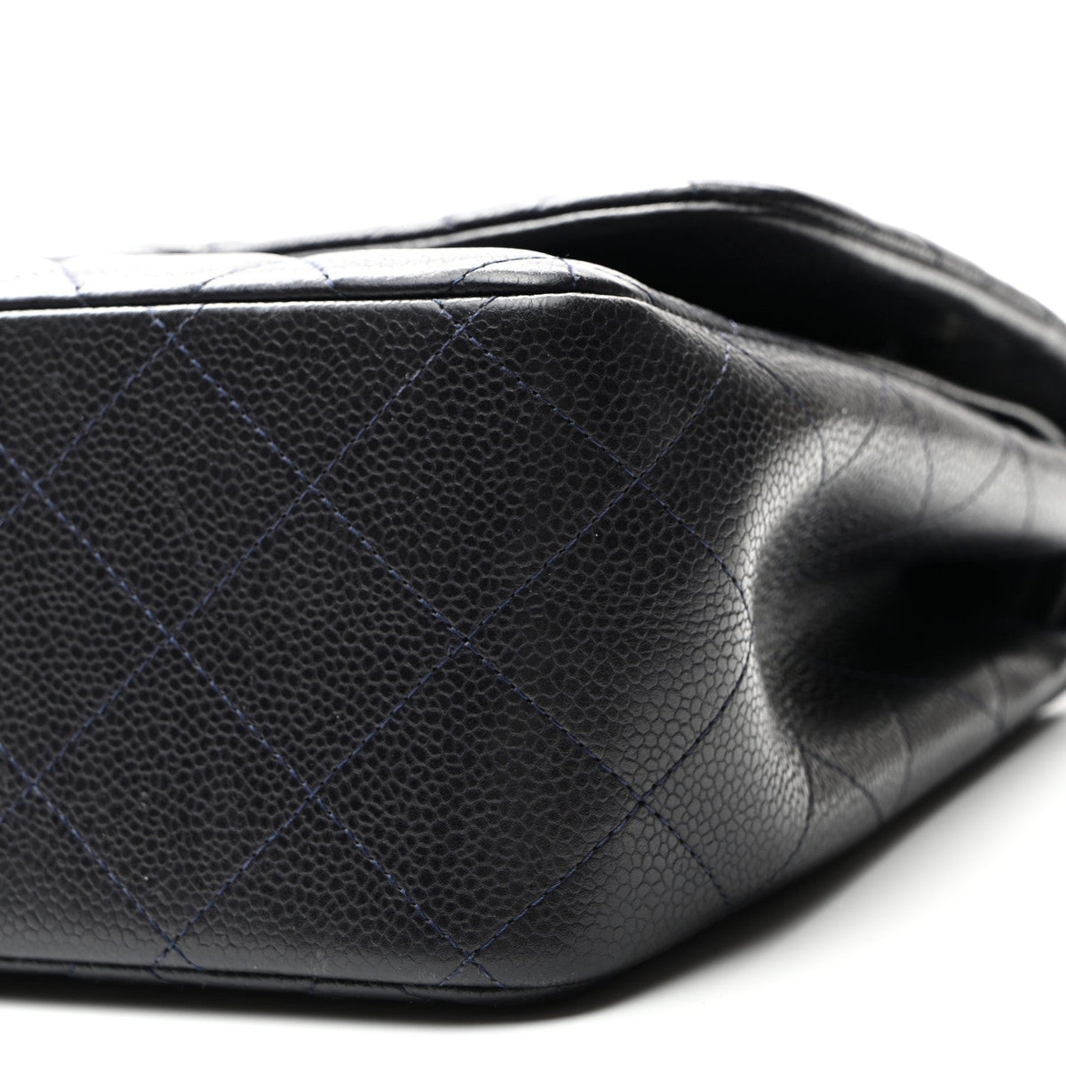 Caviar Quilted Jumbo Double Flap Navy Blue