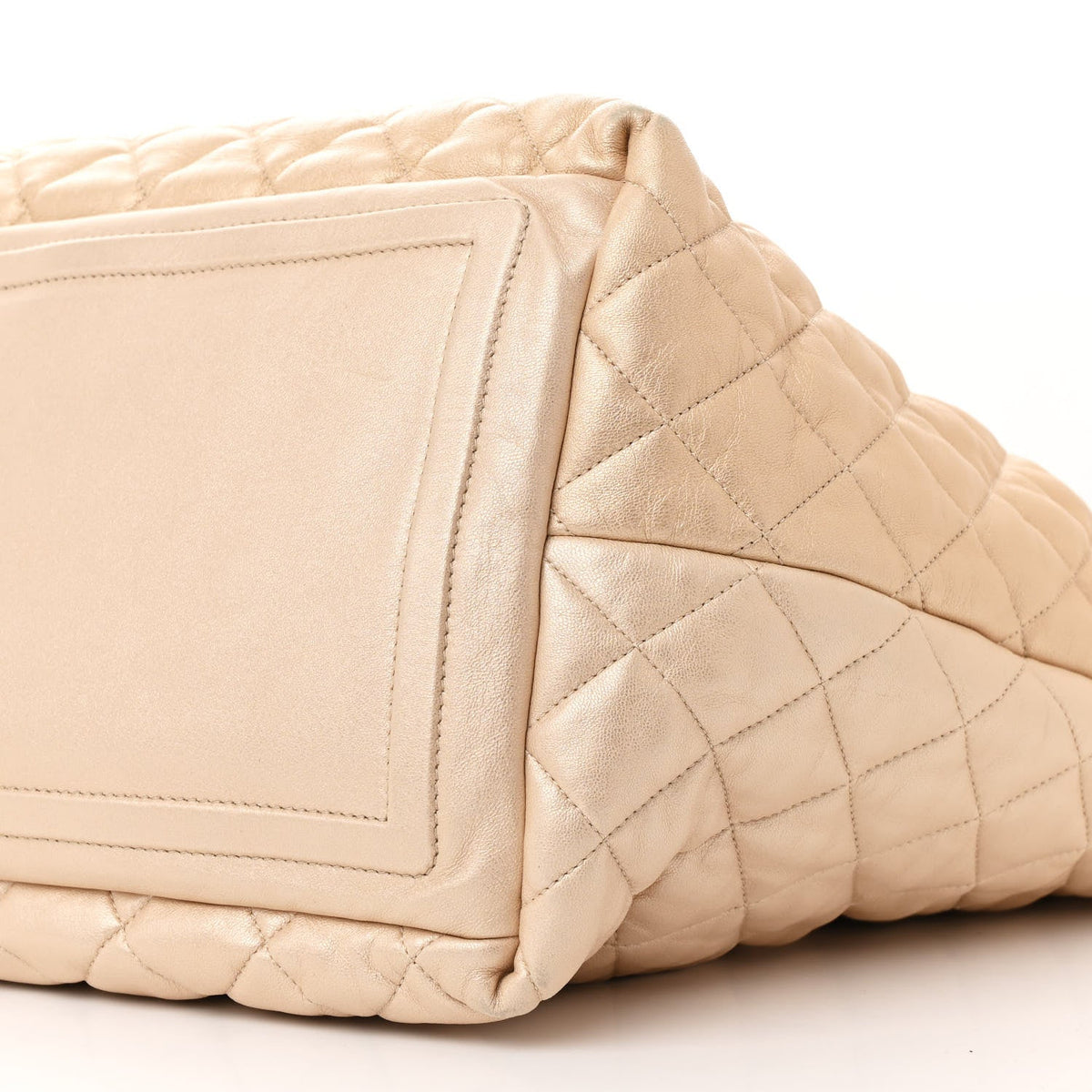 Metallic Lambskin Quilted Large Coco Cocoon Tote Light Gold