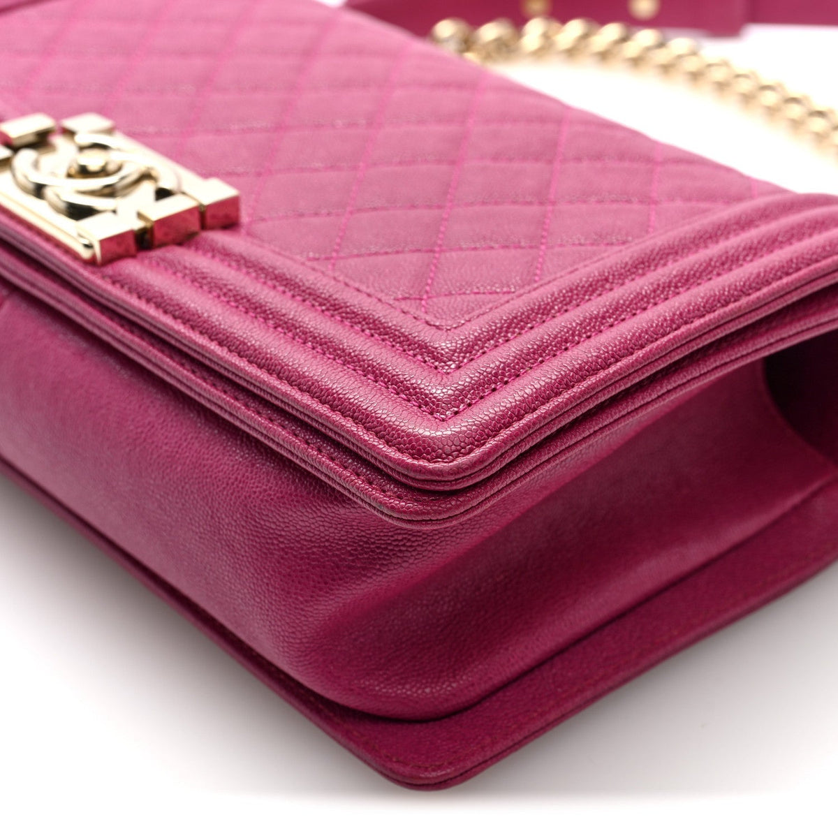 Caviar Quilted Medium Boy Flap Dark Pink