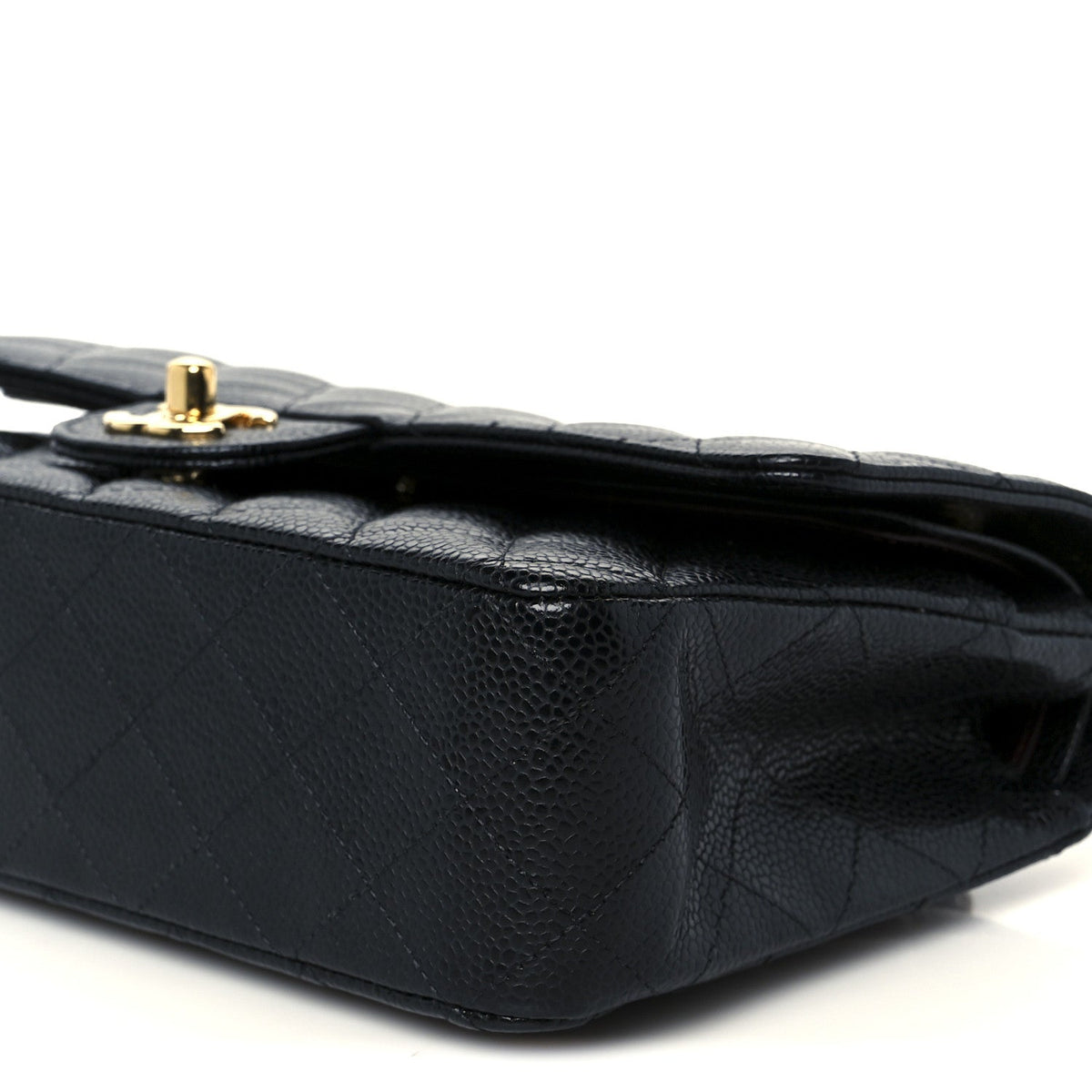 Caviar Quilted Medium Double Flap Black