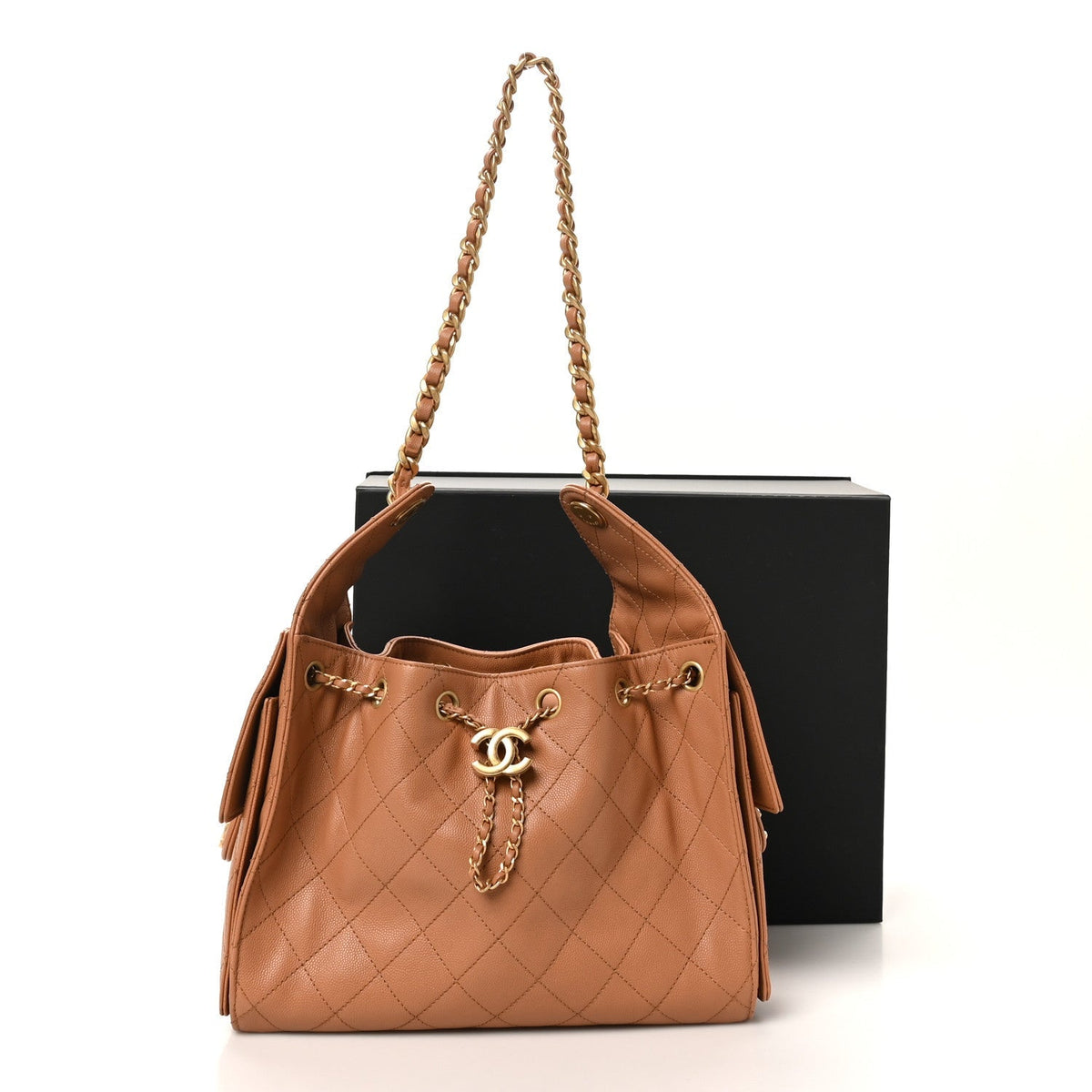 Caviar Quilted Small Chanel 25 Handbag Brown
