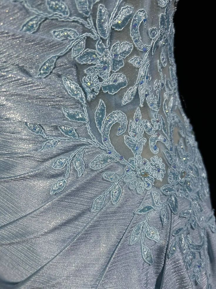 Light Blue Spaghetti Straps Mermaid Appliques Satin Long Evening Party Dresses, D842