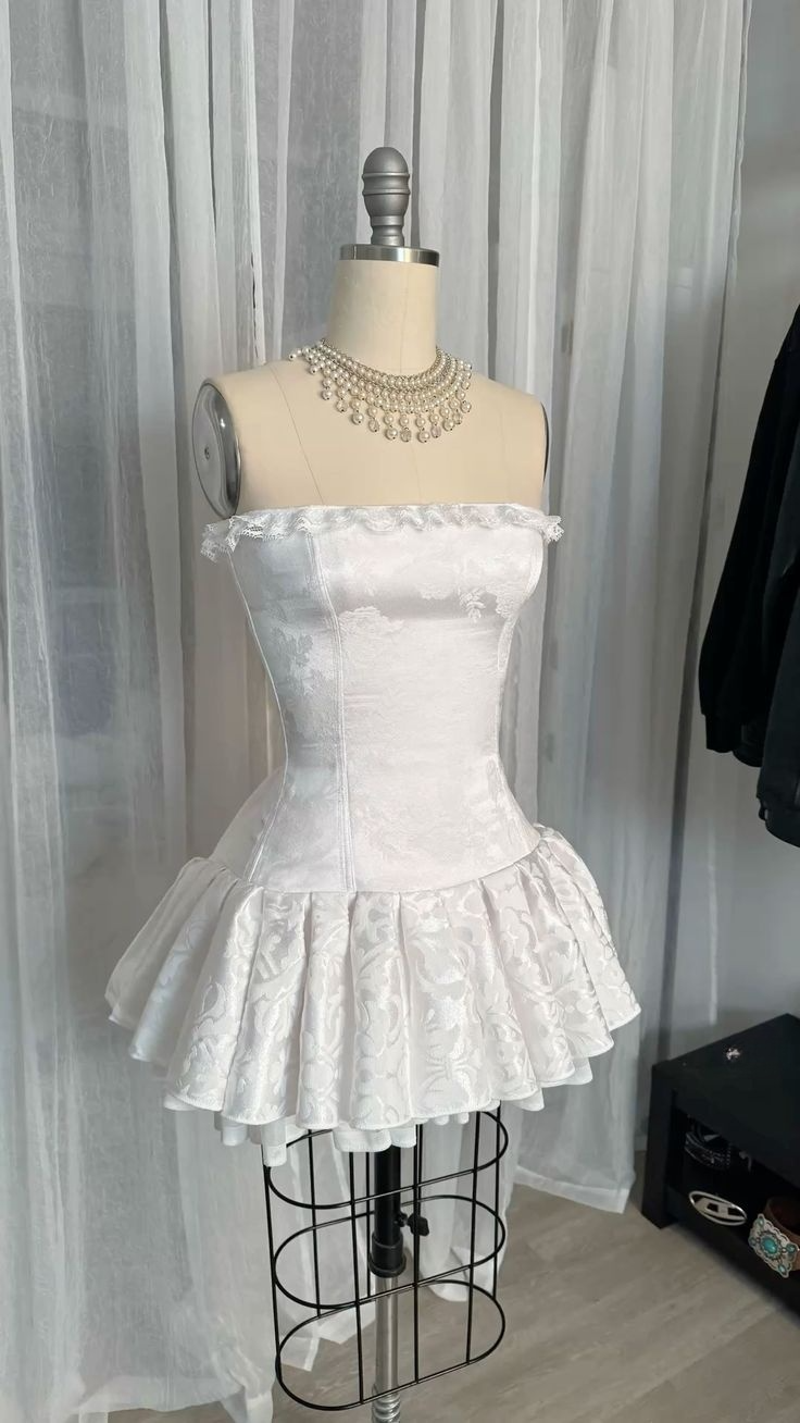 White Strapless A-Line Pleated Short Party Dresses Mini Birthday Party Dresses, D1079