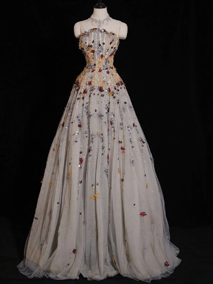 Gorgeous Strapless A-Line Beaded Chiffon Long Formal Evening Party Dresses, D1099