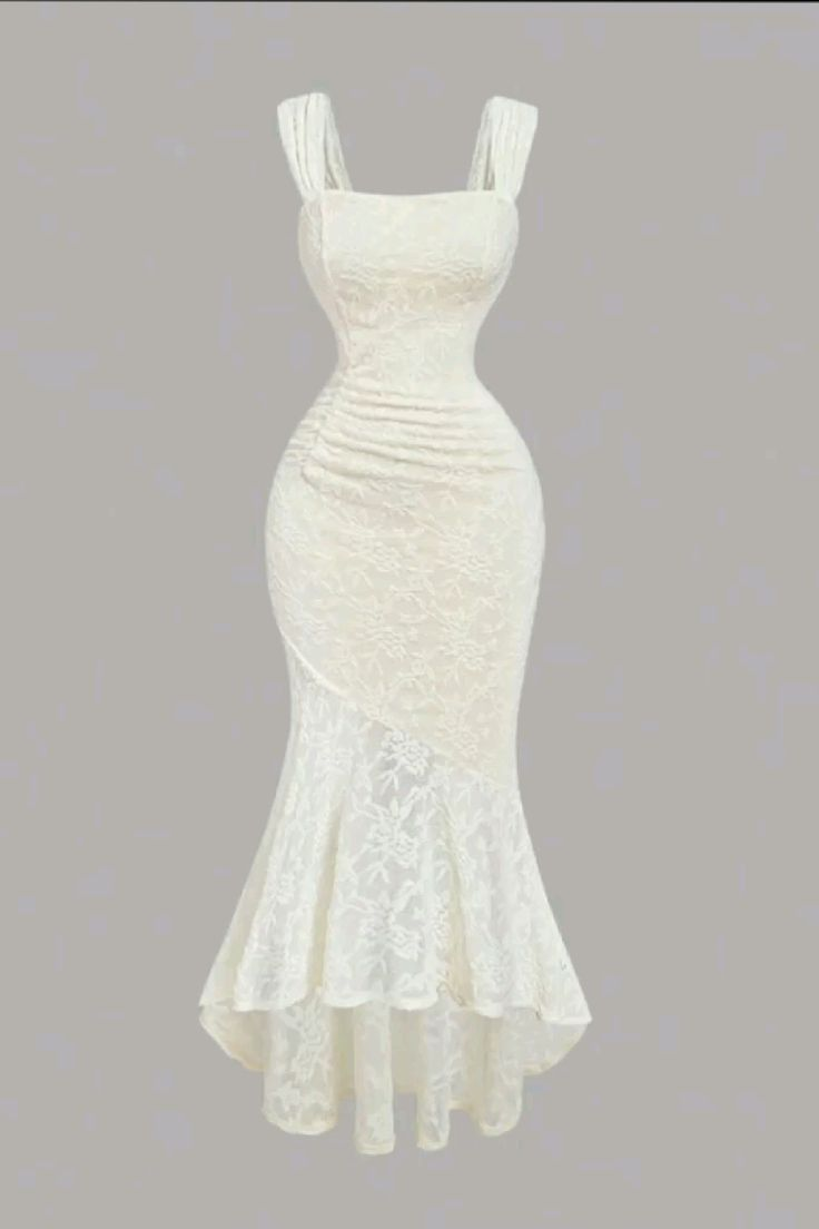Ivory Straps Mermaid Lace Long Party Dresses Sxy Evening Dresses, D1102