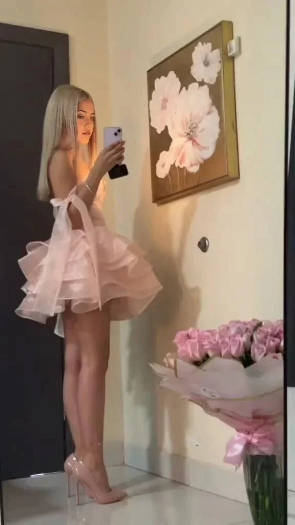 Lovely Pink Sweetheart A-Line Homecoming Dresses Short Birthday Outfits, D1256