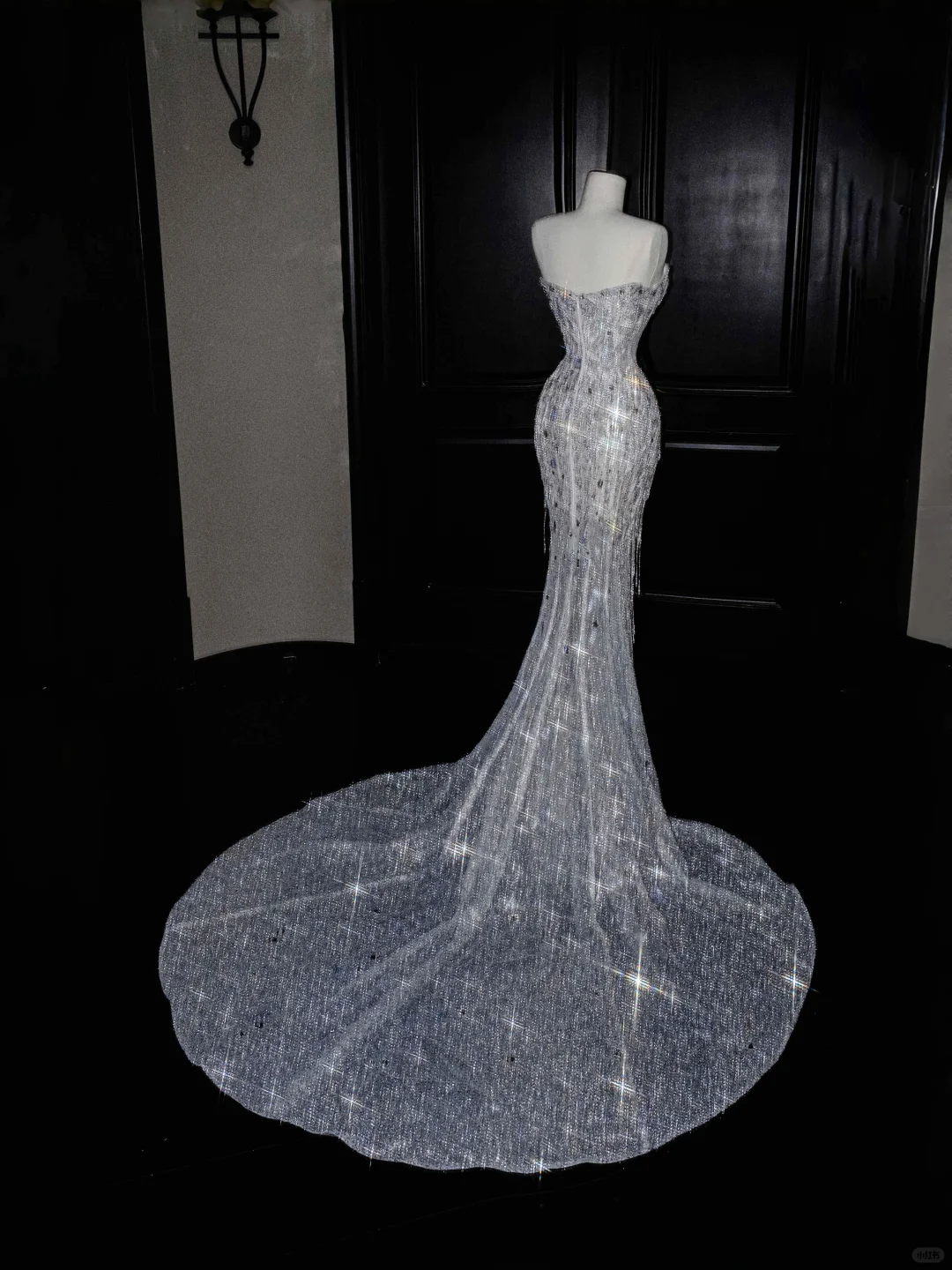 Glitter Strapless Mermaid Beading Tassel Long Evening Dress Birthday Outfits, D808