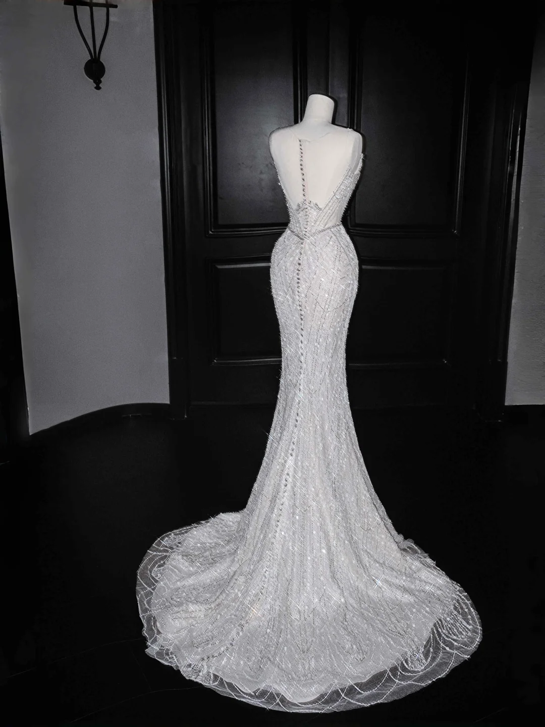 Gorgeous Sleeveless Mermaid Shiny Beading Long Evening Dress Birthday Outfits, D811