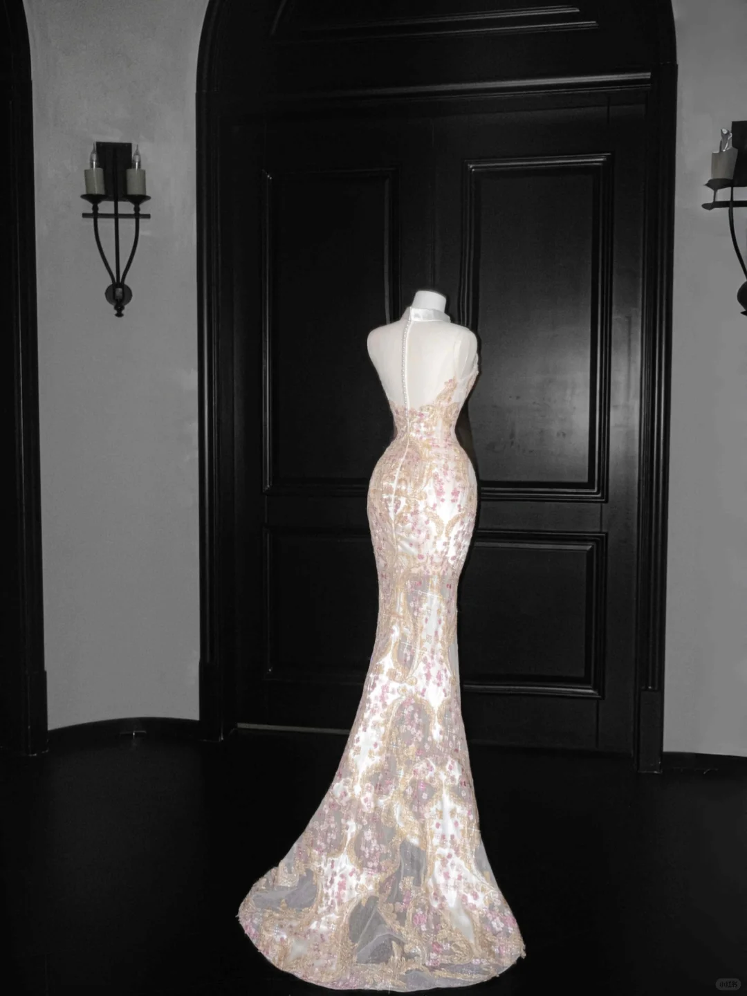 Gorgeous High Neck See-Through Beading Mermaid Long Evening Party Dress, D799