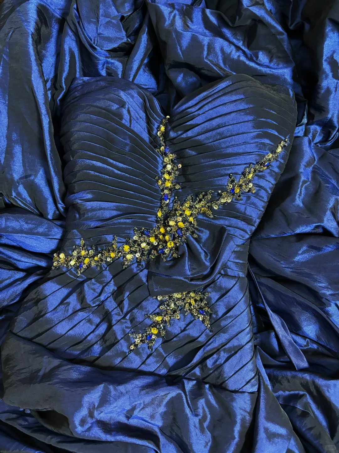 Navy Blue Sweetheart A-Line Satin Beading Long Party Dress Evening Gown, D625