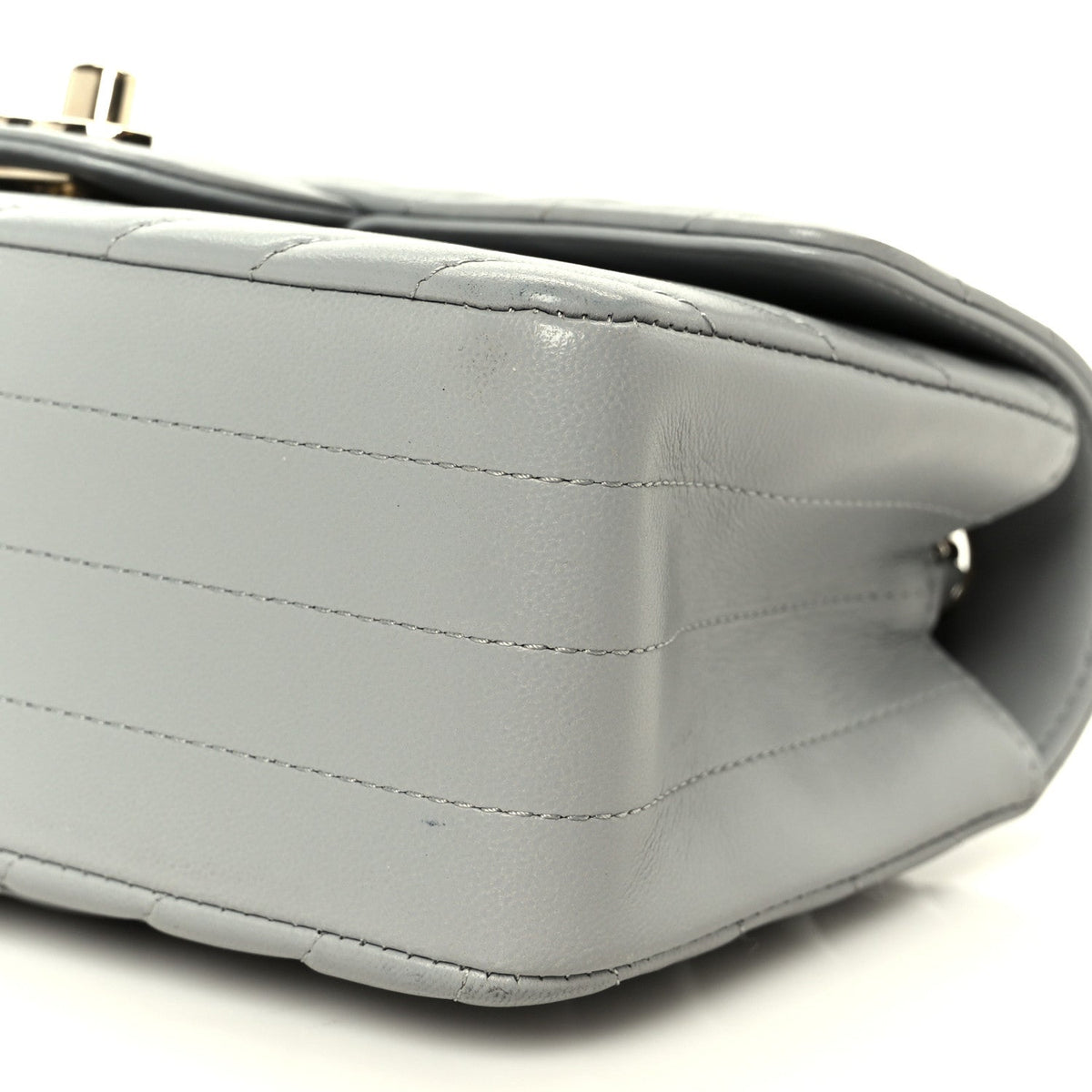 Lambskin Chevron Quilted Mini Rectangular Flap Grey