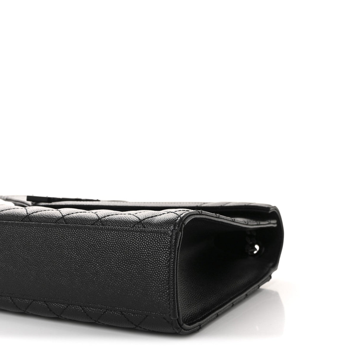 Grain De Poudre Textured Mixed Matelasse Large Triquilt Monogram Monochrome Satchel Black