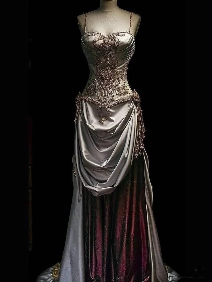 Vintage Spaghetti Straps Sheath Beading Long Formal Evening Dresses, D874