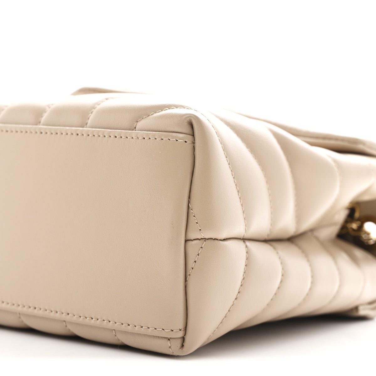 Calfskin Y Quilted Monogram Small Loulou Chain Satchel Dark Beige