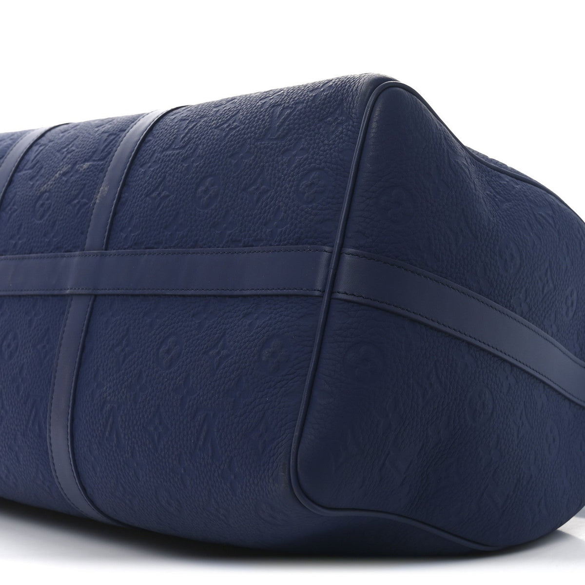 Embossed Calfskin Monogram Shadow Keepall Bandouliere 50 Navy Blue