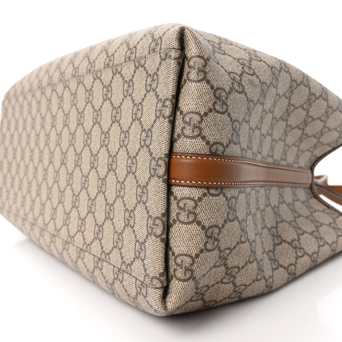 GG Supreme Monogram Emblem Large Tote Bag Beige Dark Brown