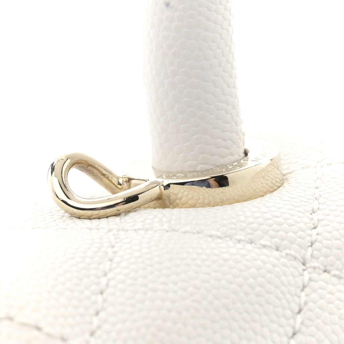 Caviar Quilted Small Coco Handle Flap White