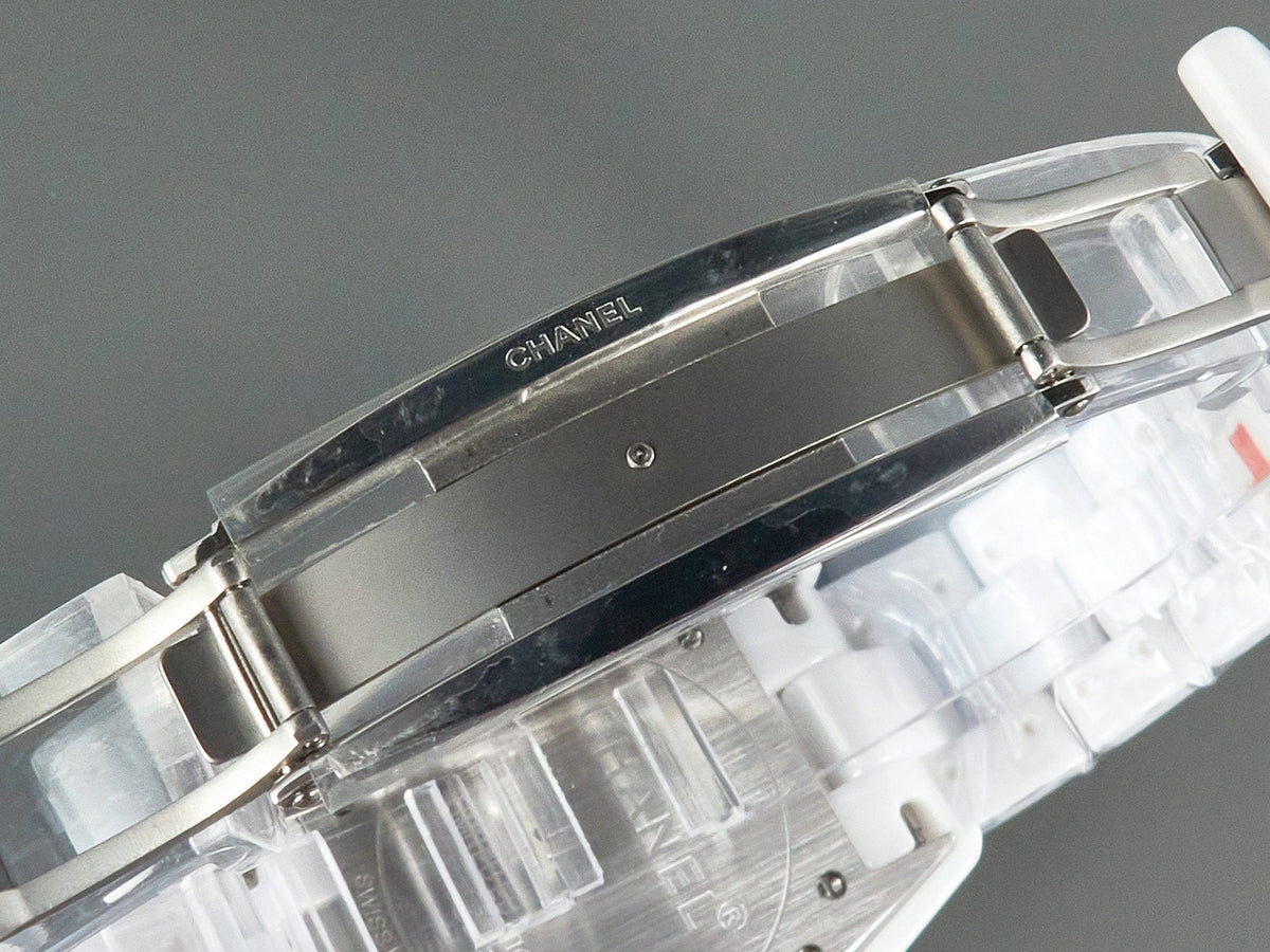 J12 Date Automatic White Ceramic Blue Numerals White Dial