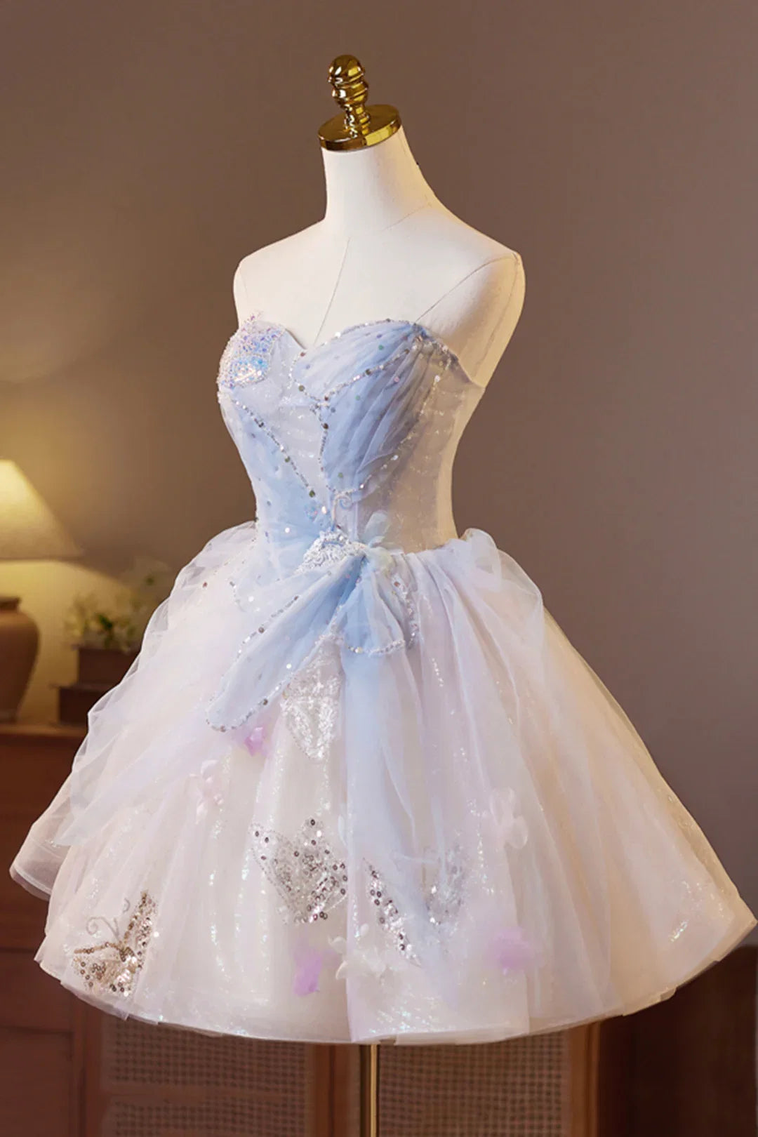 Sweet Homecoming Dress Sweetheart Tulle Lace Sequins Short Prom Dress Back to School Outfits Party Dress D6026