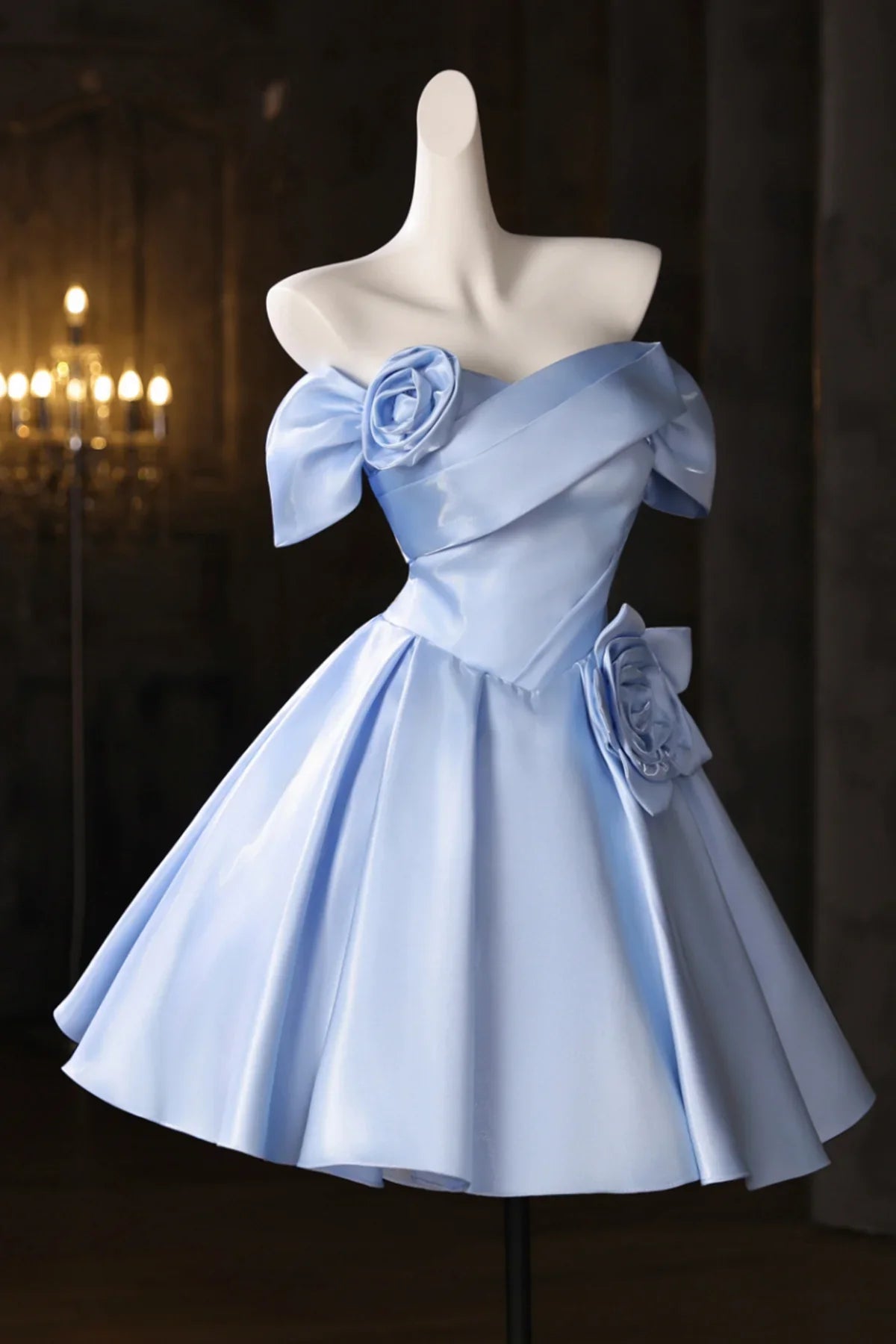 New Arrival Homecoming Dress Strapless Flower Pleated Short Prom Dress Back to School Outfits Party Dress D6019