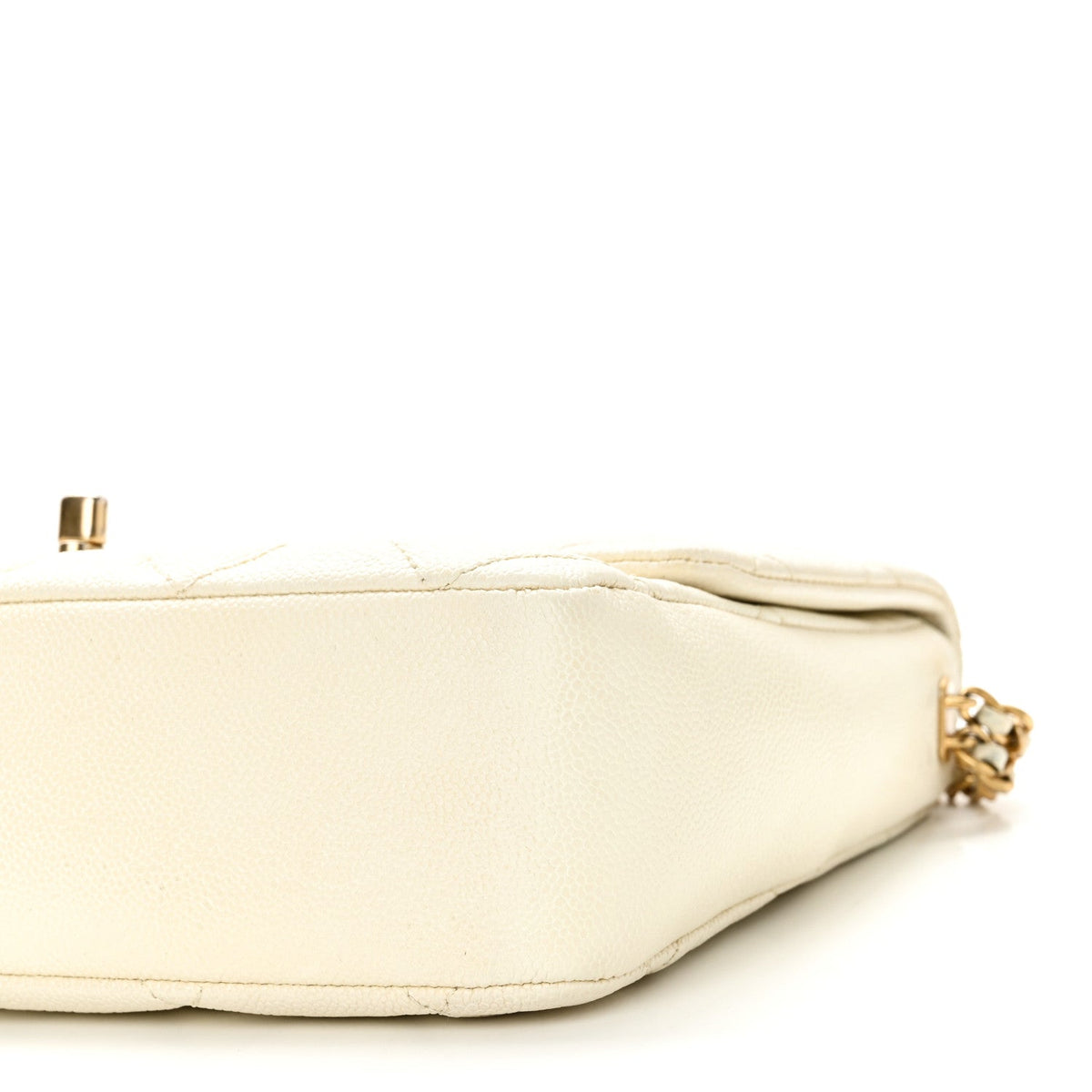 Shiny Caviar Quilted Small Chain Melody Flap White