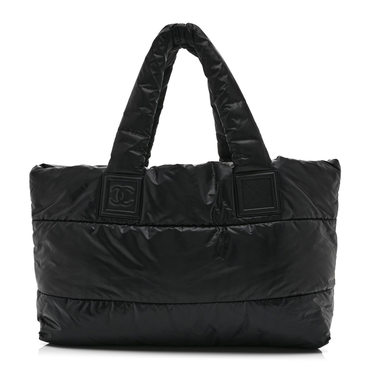 Nylon Quilted Large Coco Cocoon Reversible Tote Black