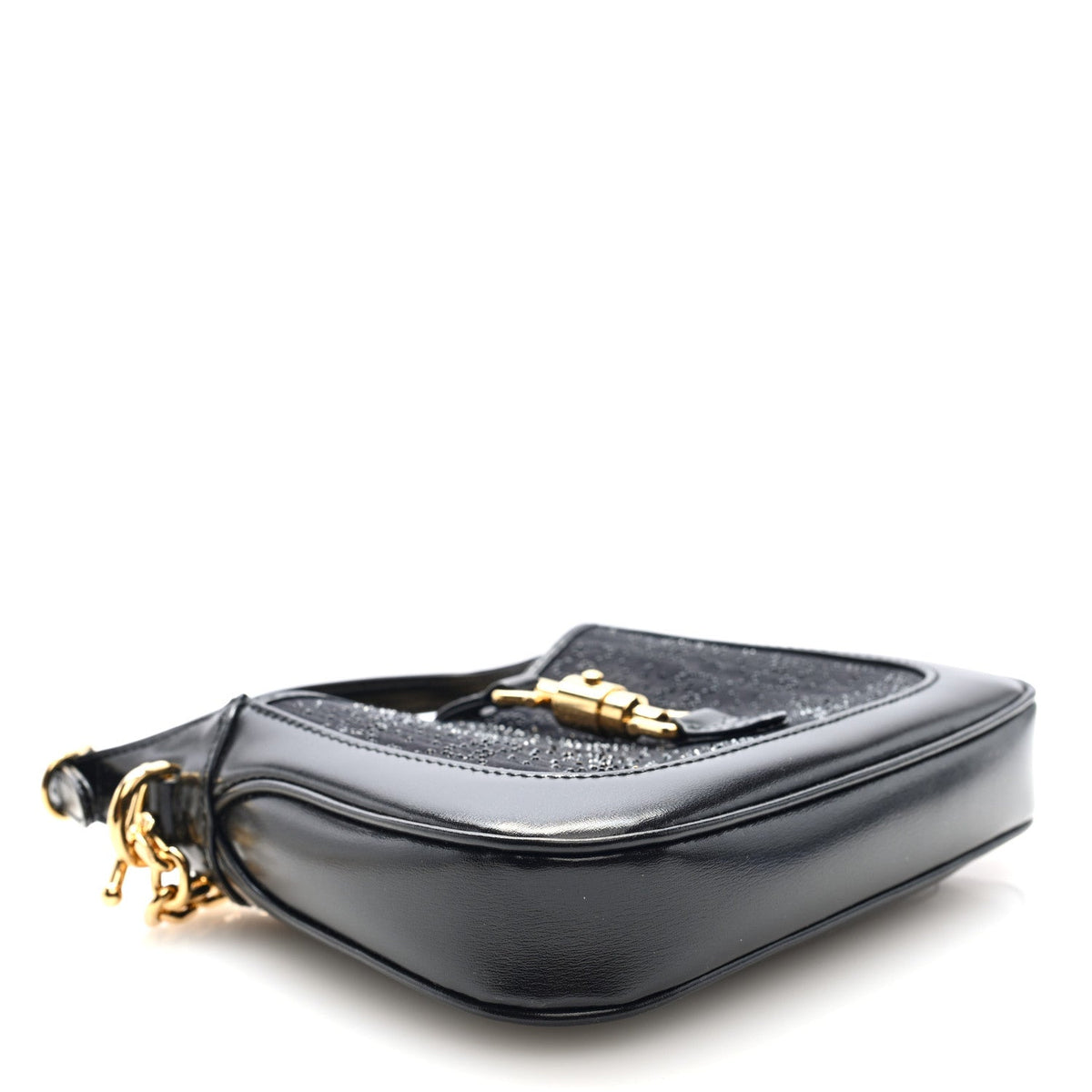 New Canvas Charisma Calfskin Crystal GG Monogram Mini Jackie 1961 Hobo Black