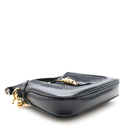 New Canvas Charisma Calfskin Crystal GG Monogram Mini Jackie 1961 Hobo Black