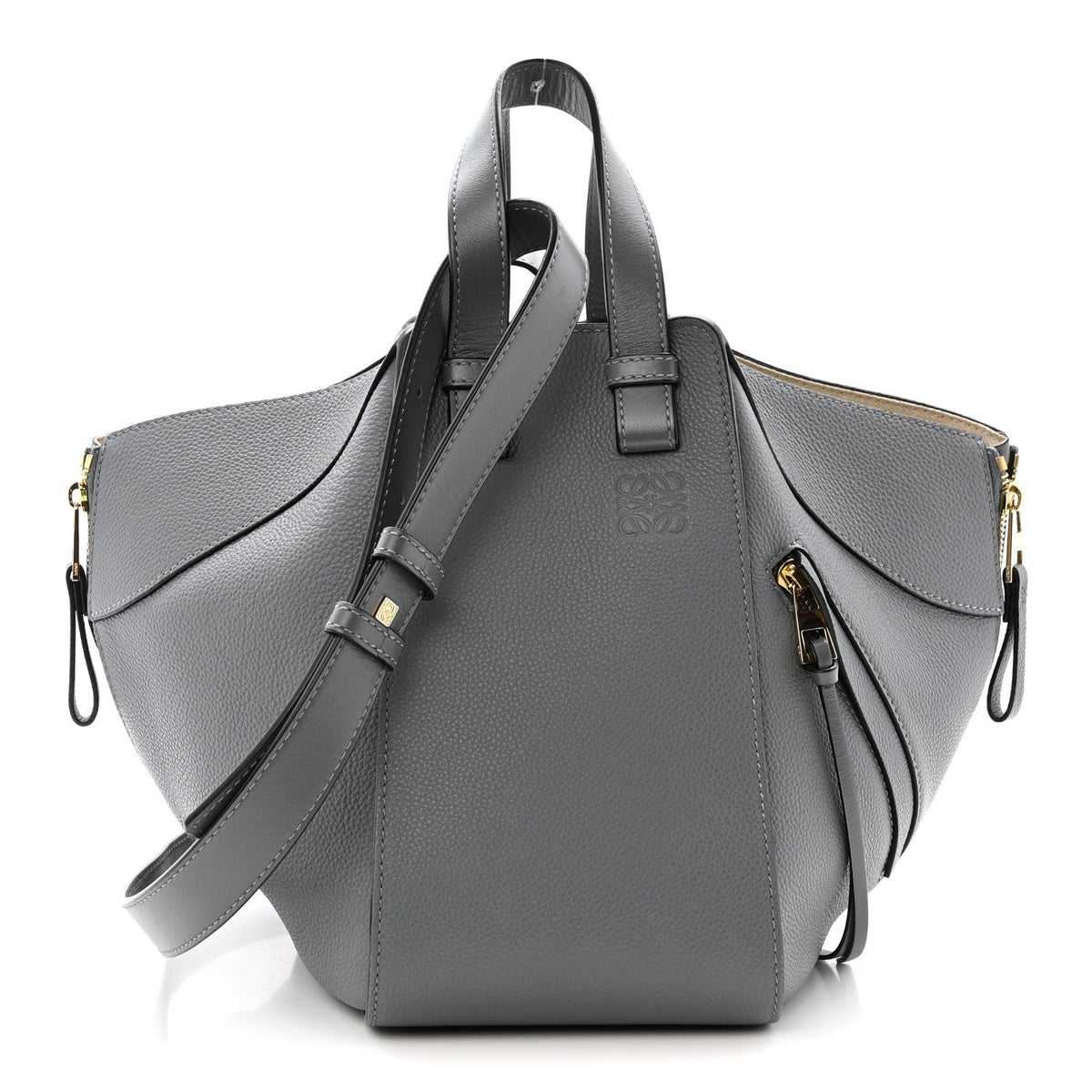 Grained Calfskin Small Hammock Shoulder Bag Asphalt