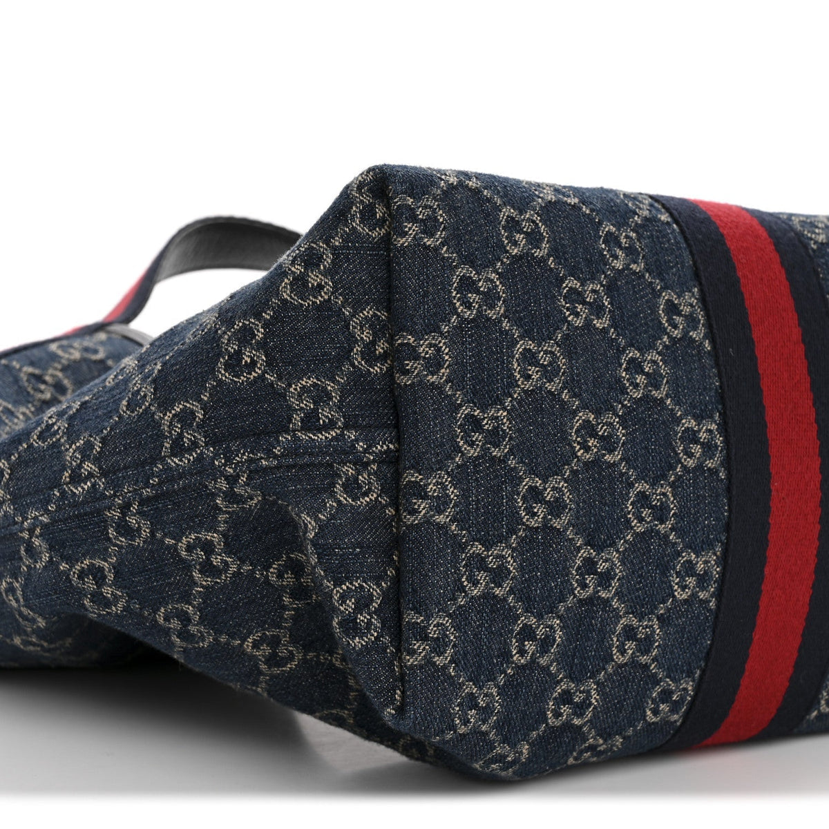 Denim GG Monogram Web Small Giglio Tote Blue White