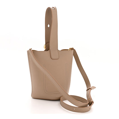 Soft Grained Calfskin Mini Pebble Bucket Bag Oak