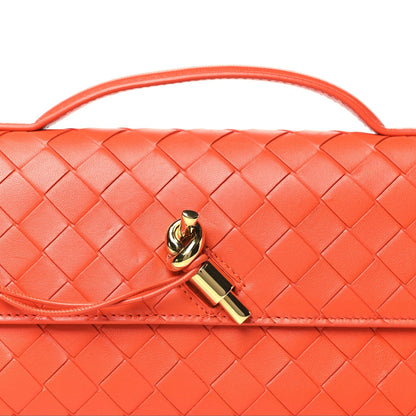 Nappa Intrecciato Long Andiamo Top Handle Clutch Cherry Tomato