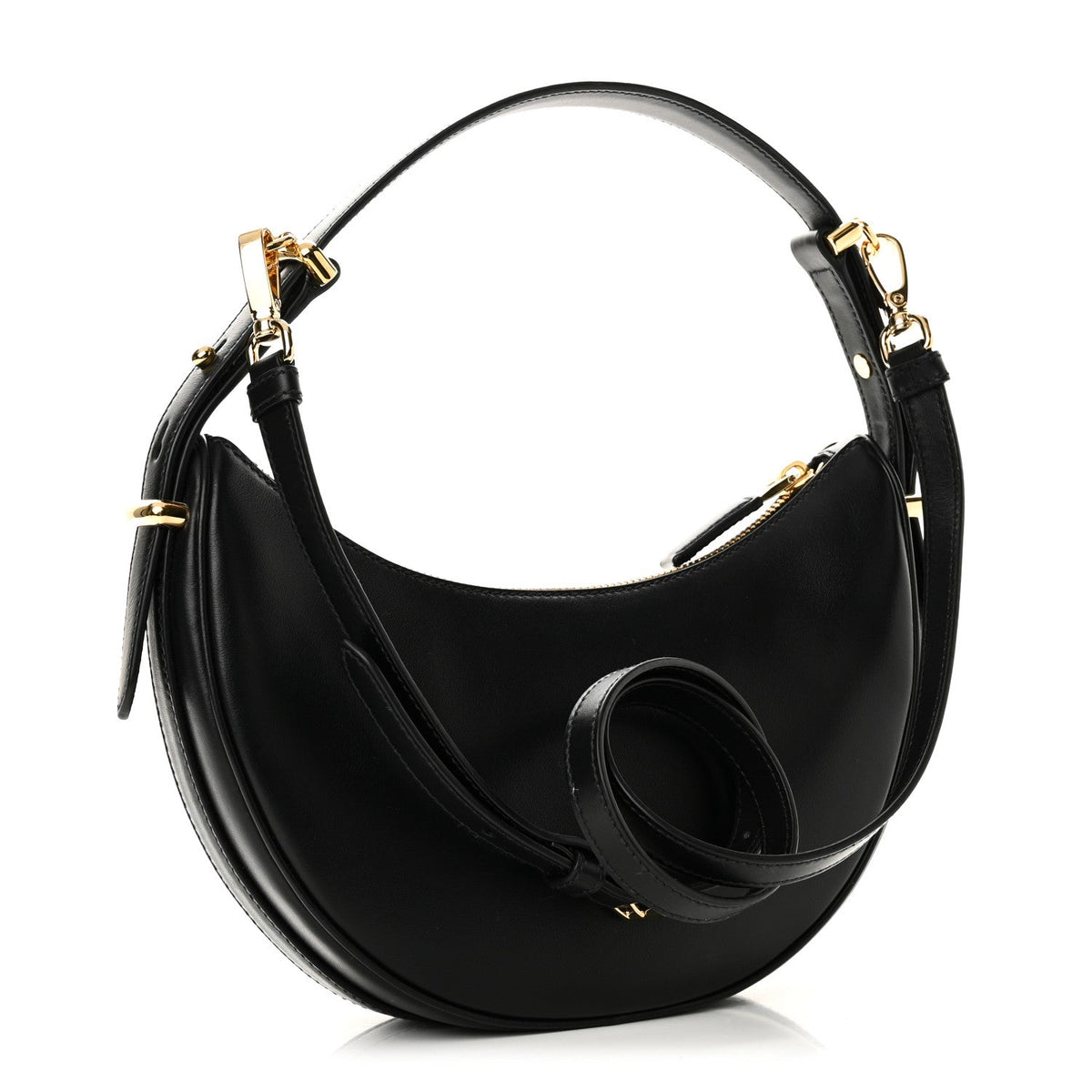 Soft Calfskin Arque Shoulder Bag Black